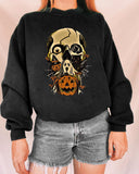 Halloween Sinister Skull Print Pullover