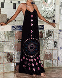 Mystical Luna Astrolabe Printed Maxi Dress