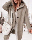 Loose Button Cardigan Sweater Knit Hooded Jacket