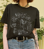 Mushrooms Fairy Printed Casual Oversized T-Shirt-black