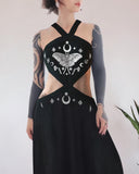 Luna Butterfly King Print Hollow Long Suspender Dress
