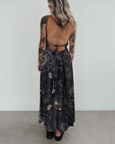 Shining Solar Luna Starry Devil's Eyes Printed V-neck Midi Dress