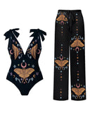Mystical Butterfly Wonderland Garden Party Print Plus Size One Piece Set