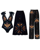 Mystical Butterfly Wonderland Garden Party Print Plus Size One Piece Set