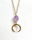 Natural Irregular Amethyst Moon Pendant