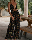 Dark World Sunflower Skull Print Jumpsuit