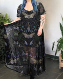 Dreamy Butterfly Wonderland Pattern Printed Chiffon Plus Size Long Dress