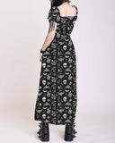 Halloween Dark Skull Spiderweb Print Dress