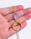 Natural Irregular Amethyst Moon Pendant