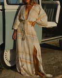 Mystical Star And Sun Pattern Print Bohemian Dress