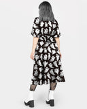 Dark Black Style Ghost Print V-Neck Dress