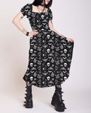 Halloween Dark Skull Spiderweb Print Dress