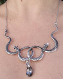 Medusa Snake Moonstone Panel Necklace