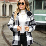 Lapel Mid-length Plaid Single-breasted Double-sided Flannel Jacket