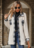 Single-breasted Lapel Mid-length Plaid Plush Jacket Coat
