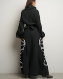 Snake Medusa Death Skull Printed High Collar Long Sleeve Dress