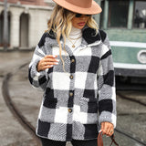 Lapel Mid-length Plaid Single-breasted Double-sided Flannel Jacket