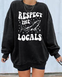 "Protect The Locals" Save The  Shark Print Crew Neck Sweatshirt