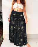 Mystical Retro Boho Style Signs Printed Casual Loose Pants