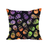 Psychedelic Colored Skulls Printed Cushion
