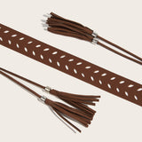 PU Embossed Pattern+Microfiber Flowing Soda Knot Belt