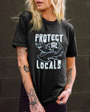 "Protect Locals" Save the Sharks Print Crew Neck T-Shirt