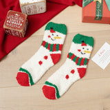 Christmas Snowman Printed Plush And Thick Socks