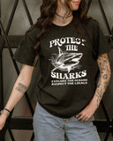 "Protect Locals" Save the Sharks Print Crew Neck T-Shirt