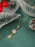 Stainless Steel Chain Necklace With Cubic Zirconia Snowflake Pendant