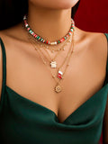 5pcs/set Personalized Stylish Christmas Socks & Tree Snowflake Pendant Collarbone Necklace