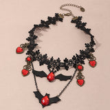 Halloween Lace Bat Necklace