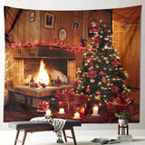 Christmas Bonfire And Christmas Tree Tapestry