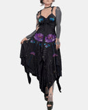 Mysterious Lotus Pattern Print Irregular Slip Dress