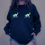 Witchery White Cats Fluorescent Graphic Casual Pullover