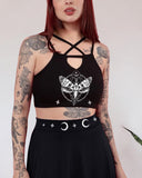 Mysterious Moon Moth Star Pattern Print Suspender Two-Piece Set