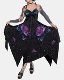 Mysterious Lotus Pattern Print Irregular Slip Dress