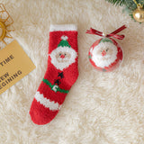 Christmas Plush And Thickened Home Santa Claus Printed Calf Socks