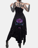 Mysterious Lotus Pattern Print Irregular Slip Dress