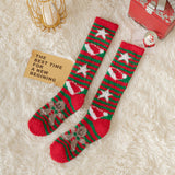 Christmas Gingerbread Man Printed Coral Velvet Thick Socks