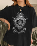 Heart & Sword Print Crew Neck T-Shirt