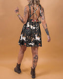 Phantom Deer and Butterfly Print Midi Slip Dress