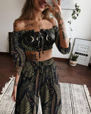 Dark Fern In The Moon Night Printed Two-Piece Set