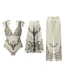 Mystic Starry Deer and Snake Printed Plus Size One Piece Set