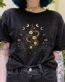 Black Snake Print Round Neck Short Sleeve T-Shirt