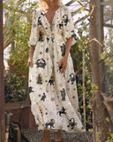 Playful Zodiac Family Graphic Print Casual Dress