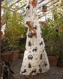 Playful Zodiac Family Graphic Print Casual Dress