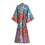 Mystic Moon Starry Sky Printed Beach Kimono