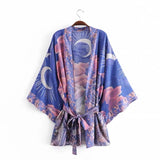 Mystic Blue Moon Starrynight Printed Short Beach Kimono