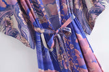 Mystic Blue Moon Starrynight Printed Beach Kimono