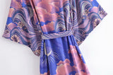 Mystic Blue Moon Starrynight Printed Beach Kimono